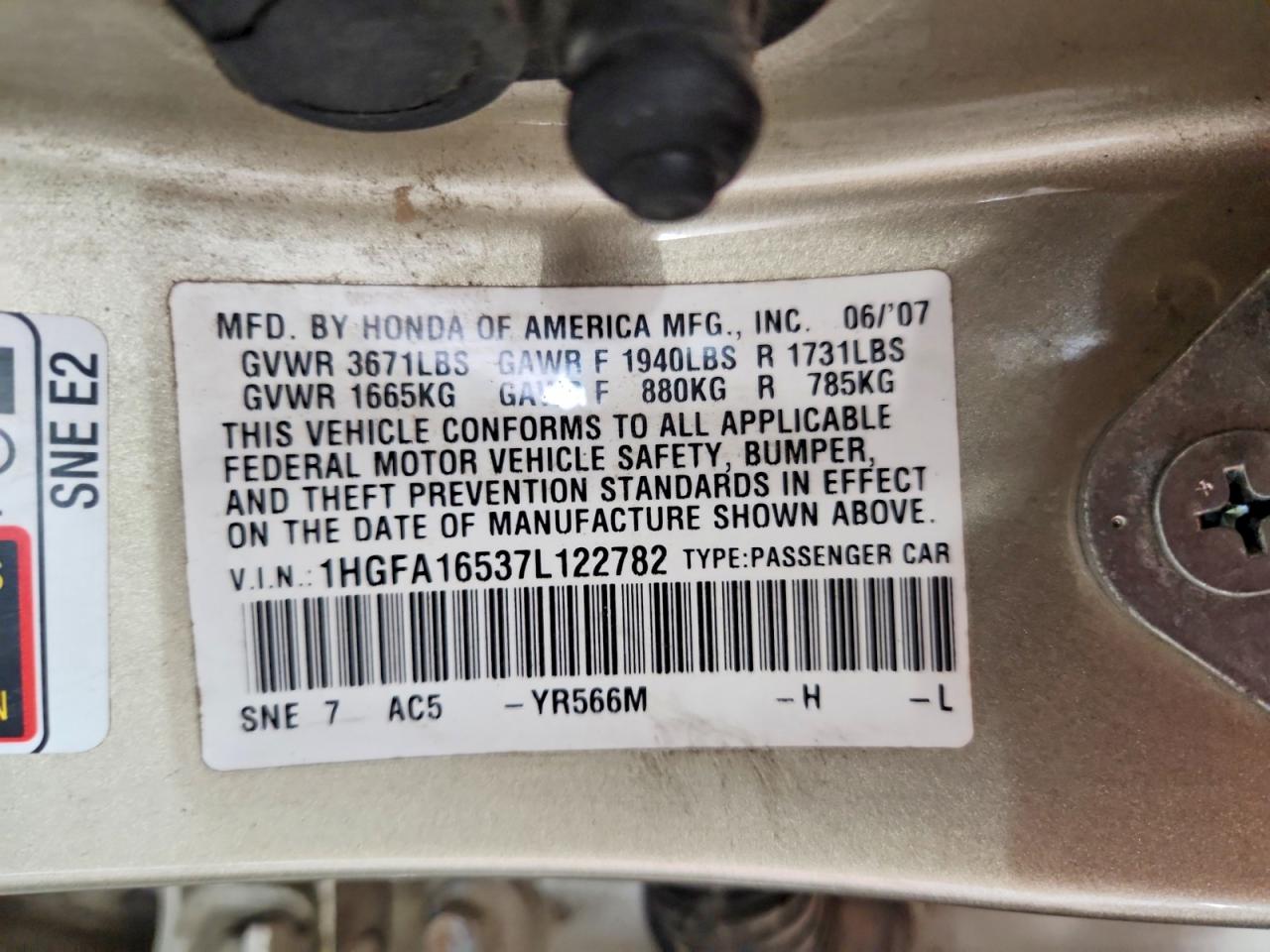 2007 HONDA CIVIC LX photo 12