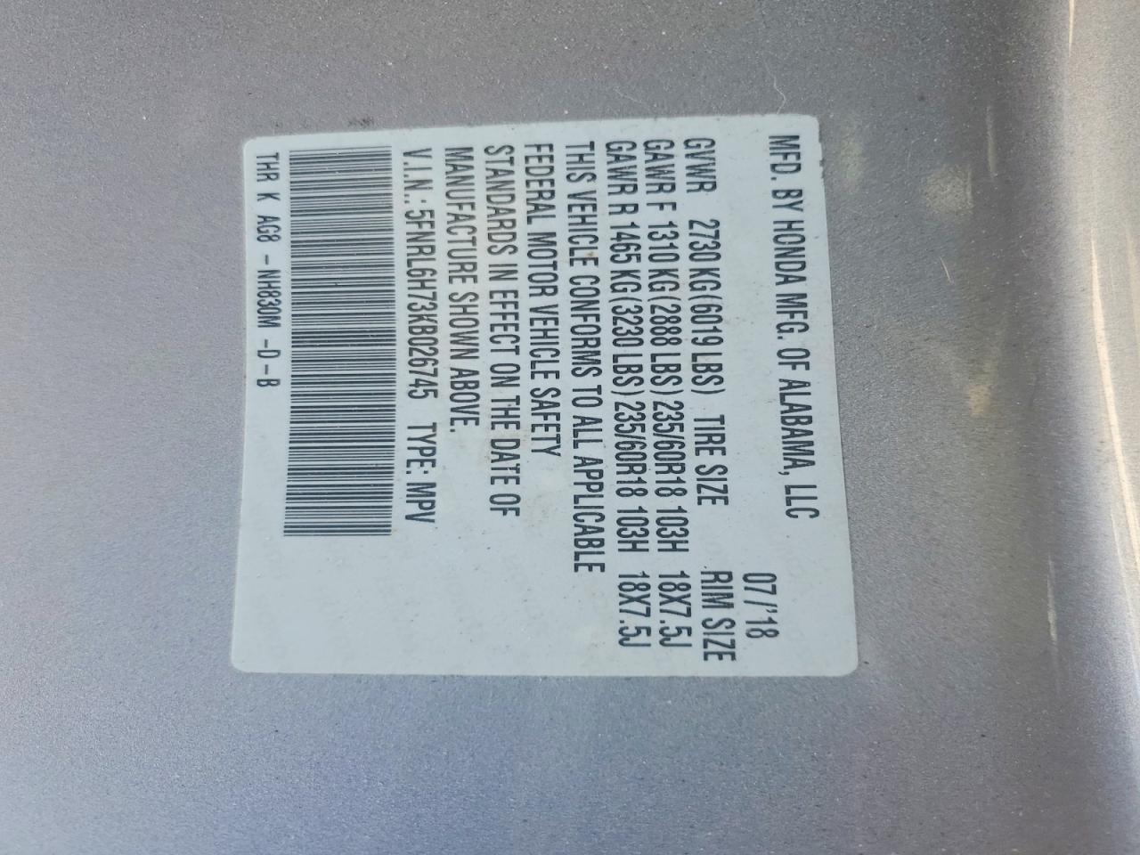 2019 HONDA ODYSSEY EXL photo 40