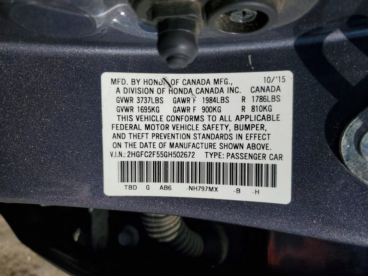 2016 HONDA CIVIC LX photo 23