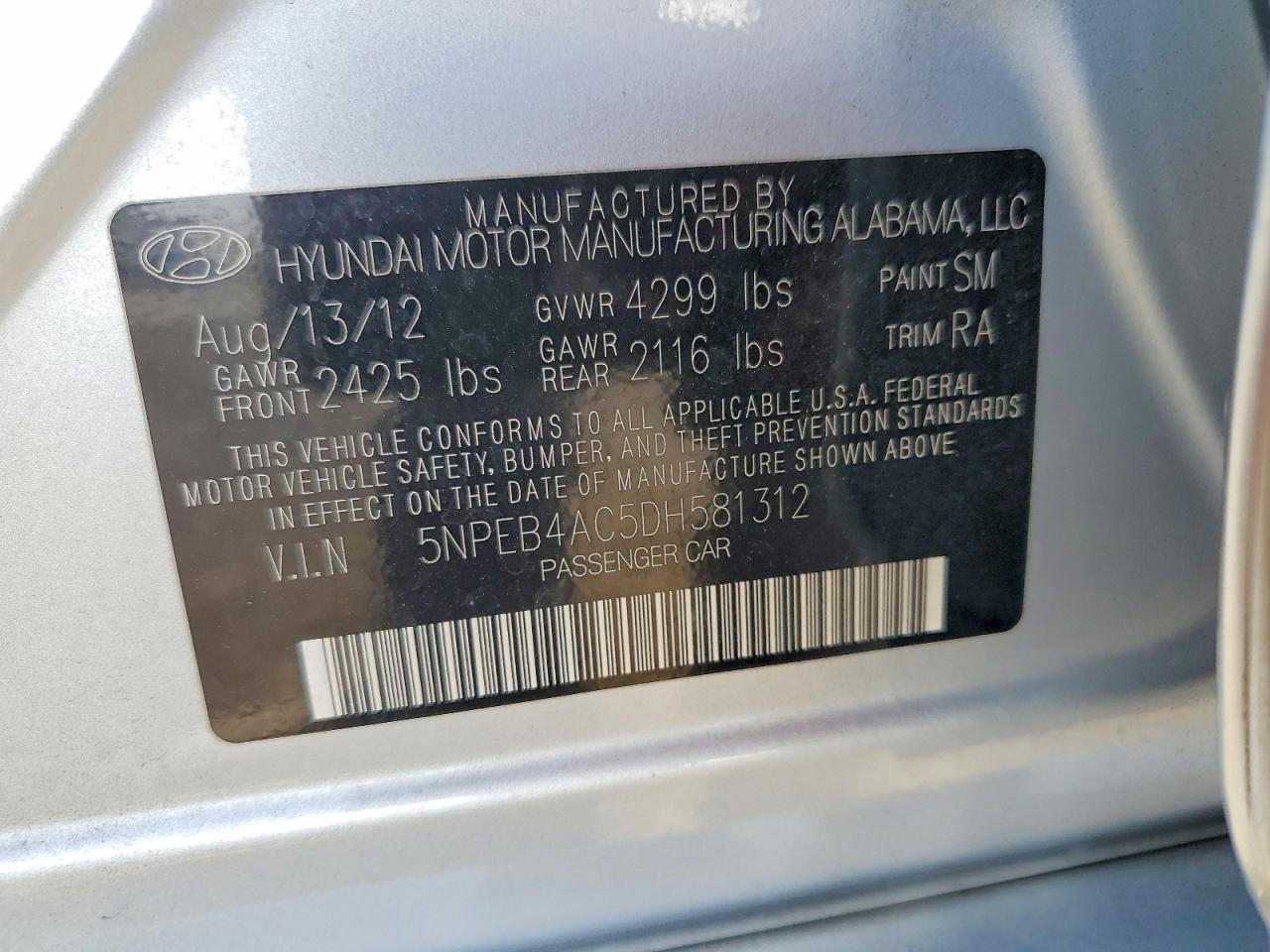 2013 HYUNDAI SONATA GLS photo 23