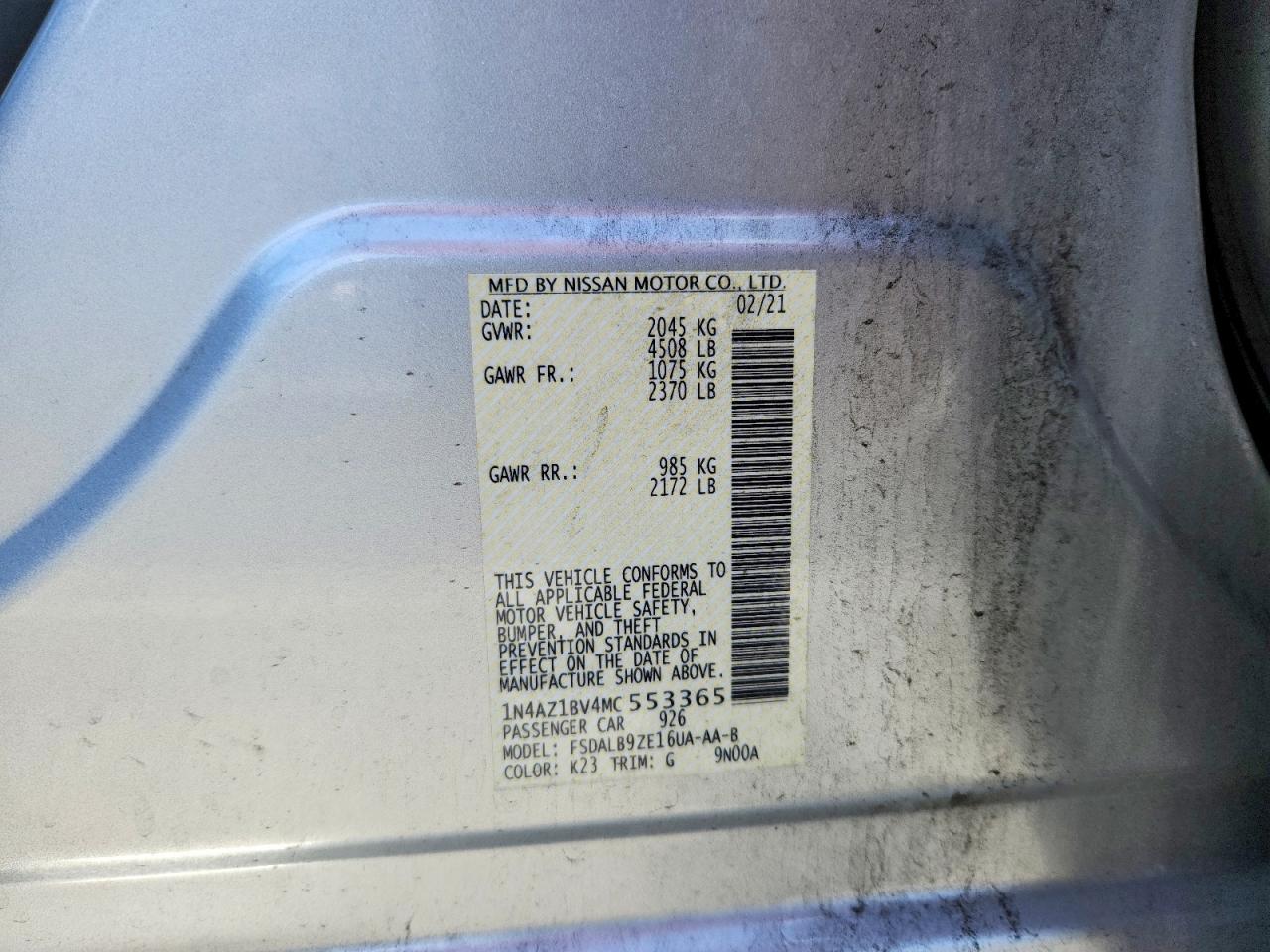 2021 NISSAN LEAF S photo 23