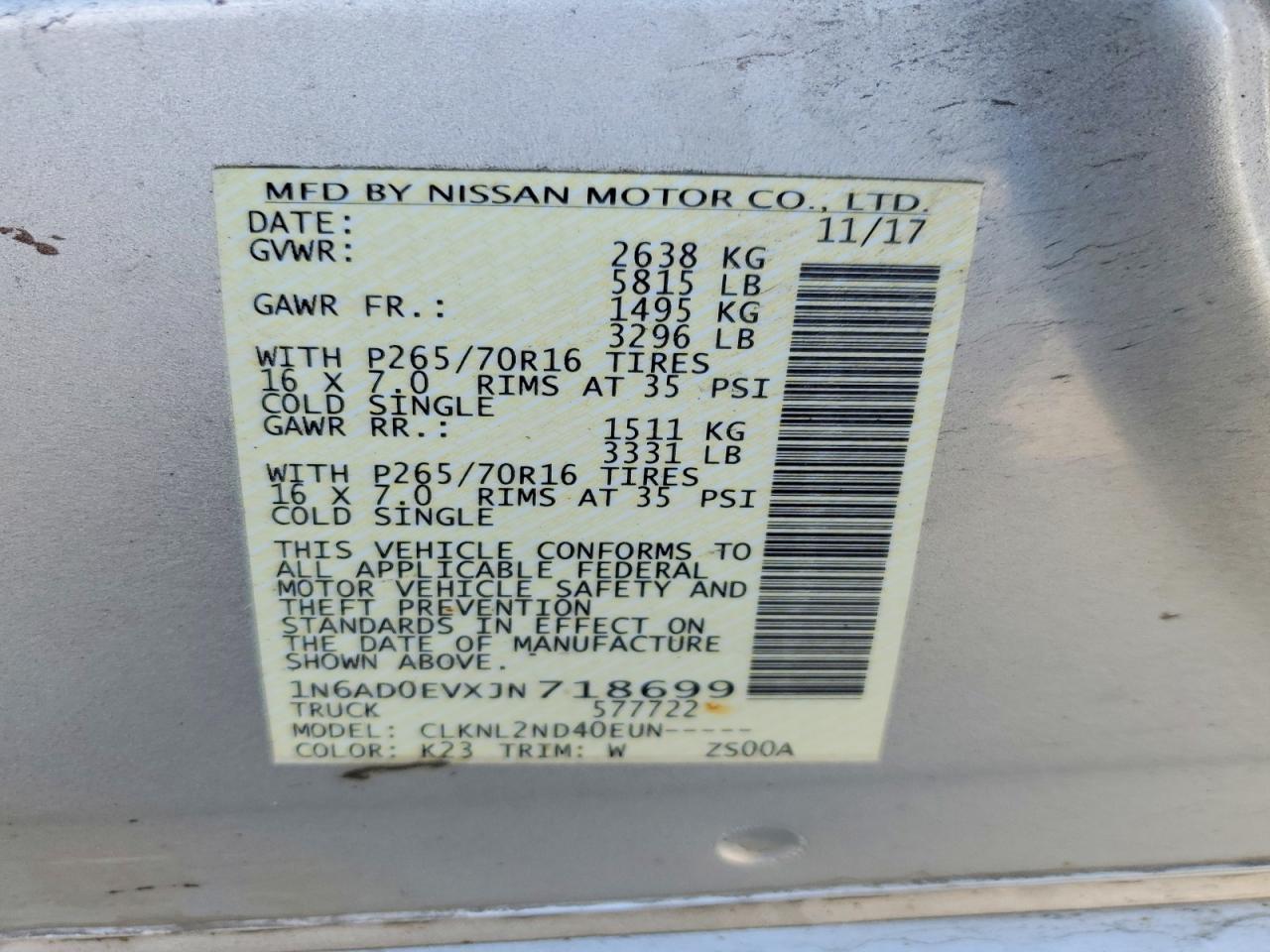 2018 NISSAN FRONTIER SV photo 25
