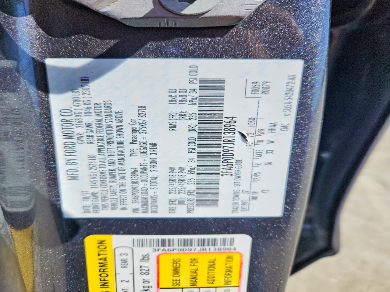 2018 FORD FUSION TITANIUM photo 37
