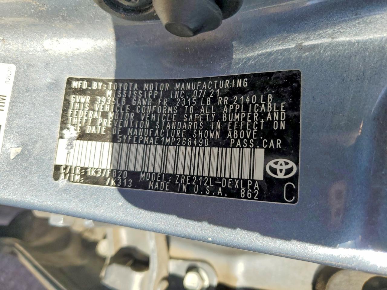 2021 TOYOTA COROLLA LE photo 23
