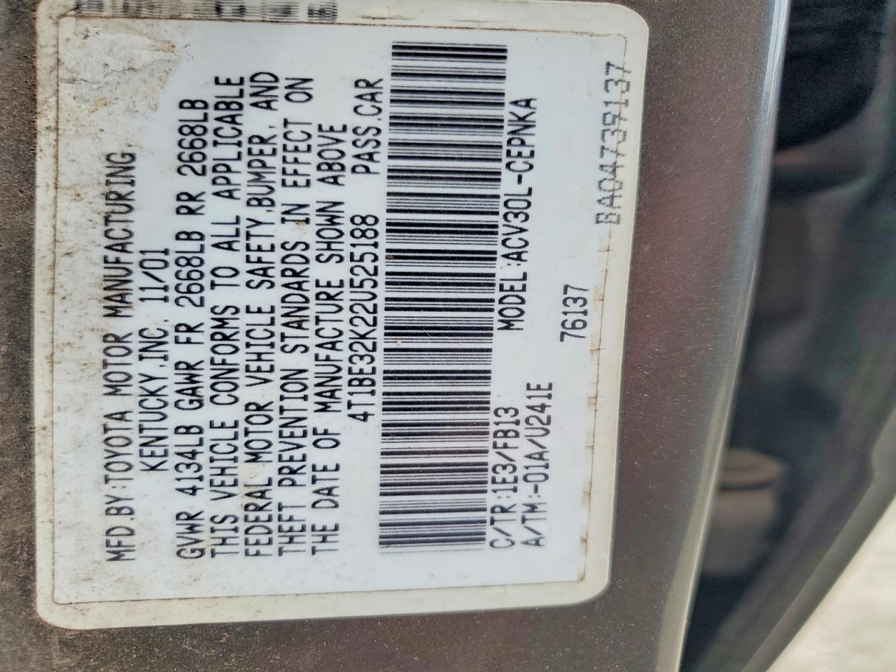 2002 TOYOTA CAMRY LE photo 23