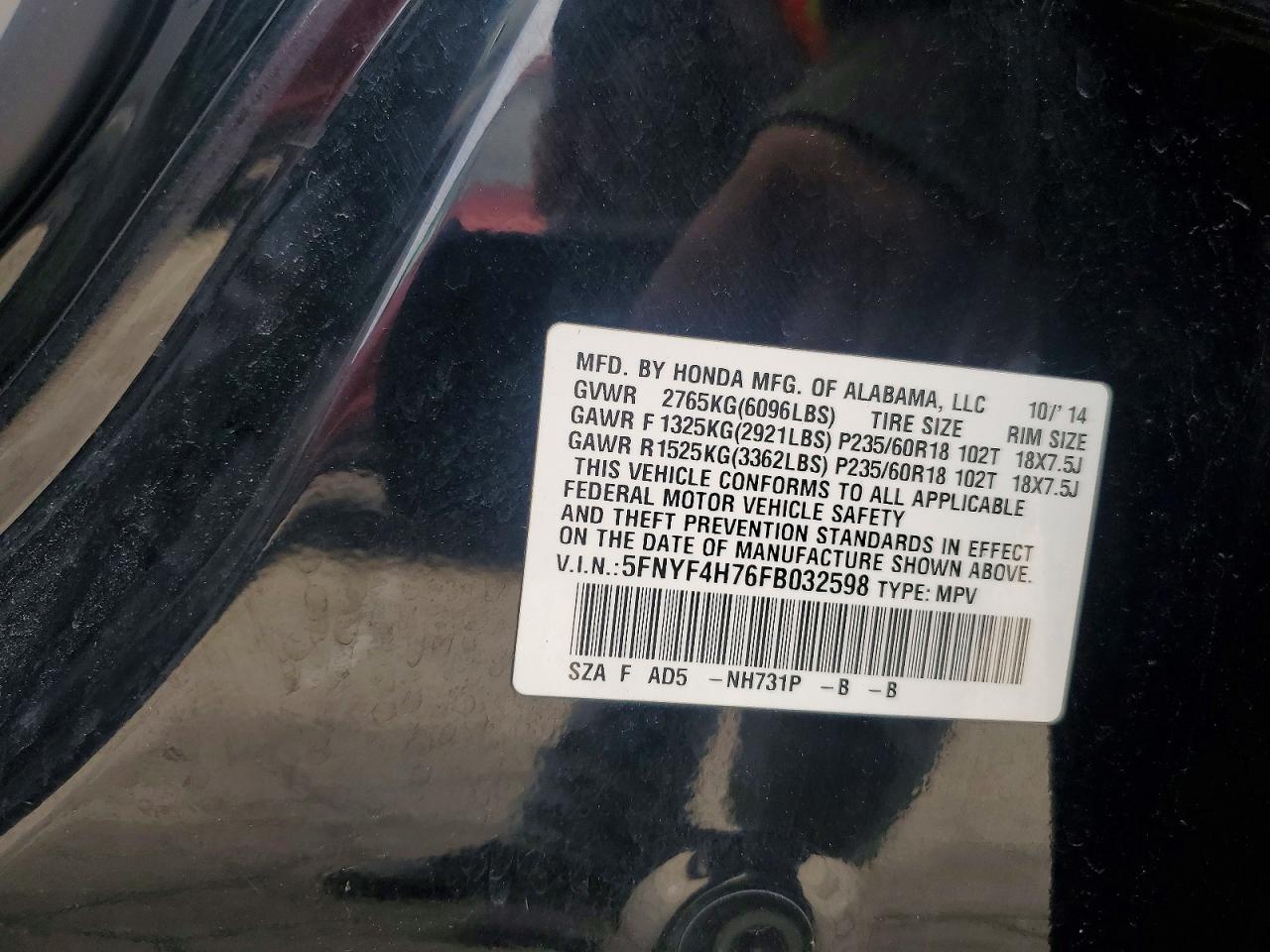 2015 HONDA PILOT EXLN photo 27