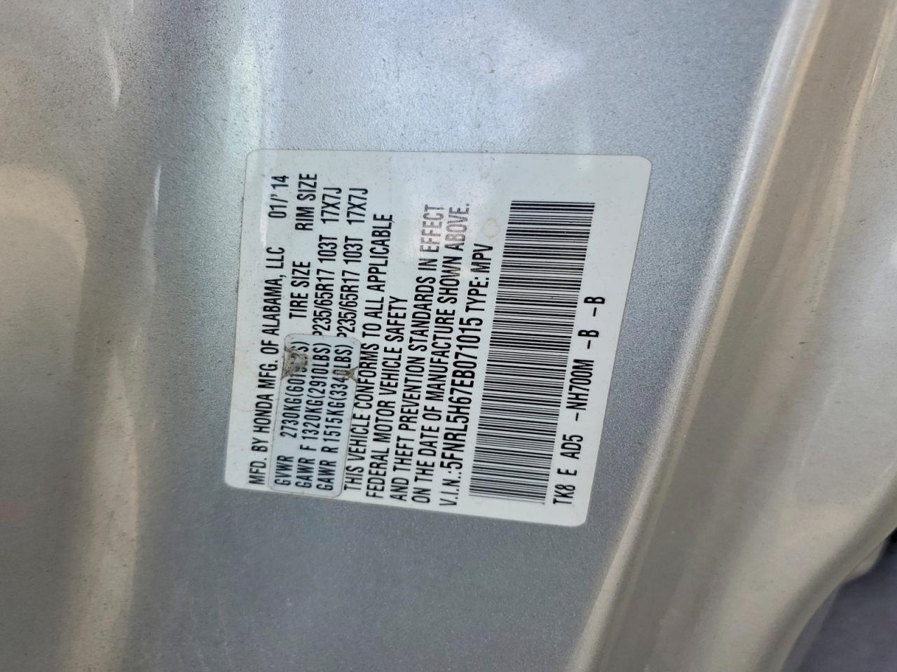 2014 HONDA ODYSSEY EXL photo 37