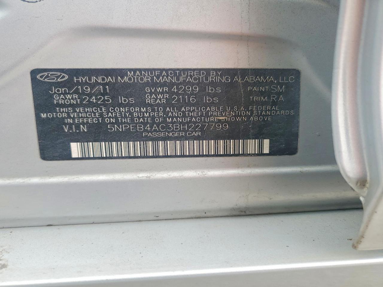 2011 HYUNDAI SONATA GLS photo 23