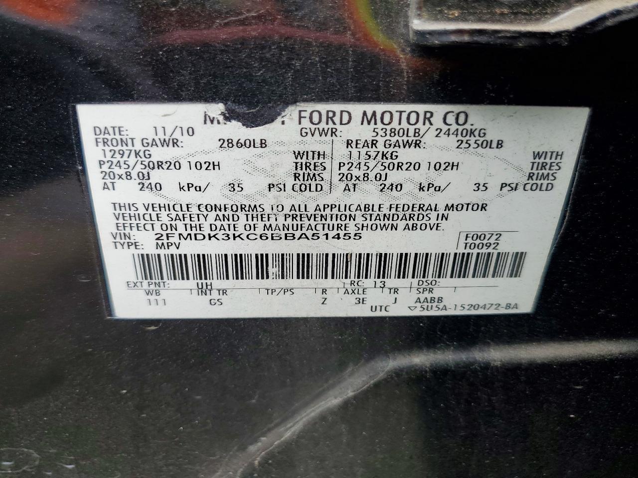 2011 FORD EDGE LIMITED photo 37