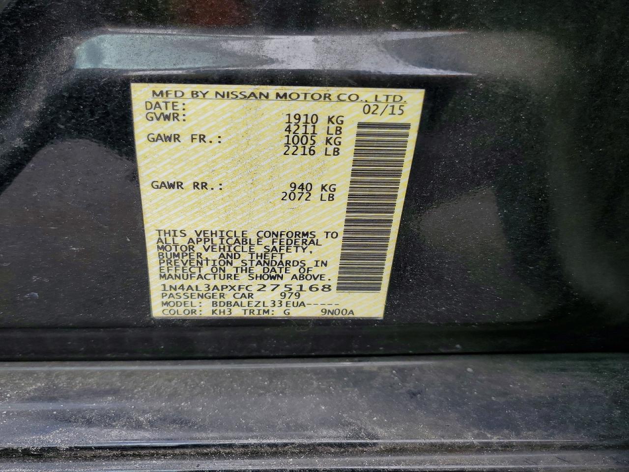 2015 NISSAN ALTIMA 2.5 S photo 34