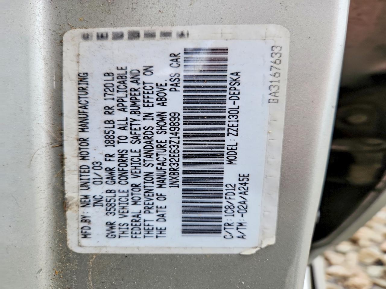 2003 TOYOTA COROLLA S photo 34