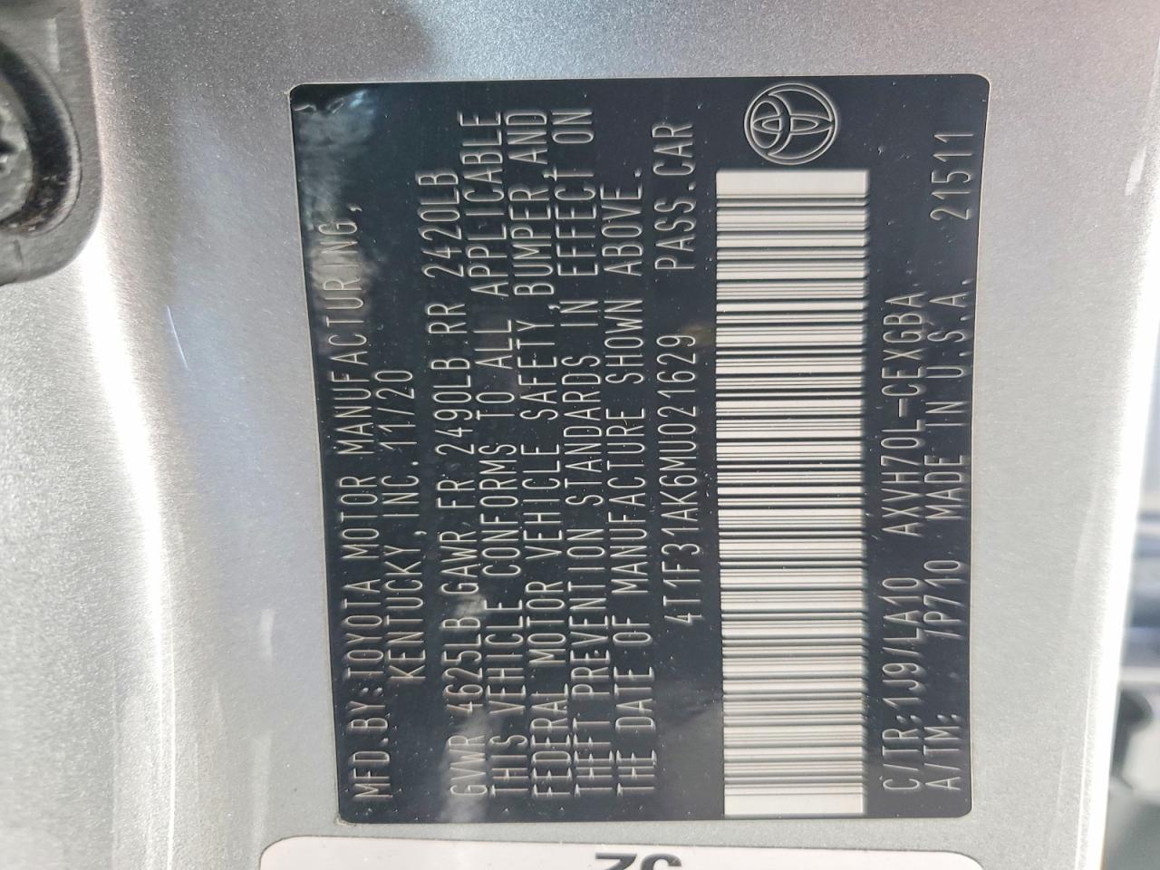 2021 TOYOTA CAMRY XLE photo 37