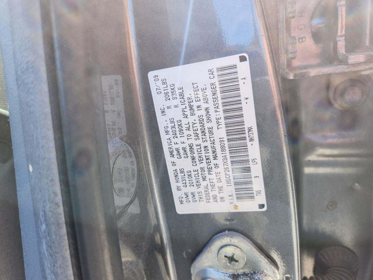 2009 HONDA ACCORD EX photo 23