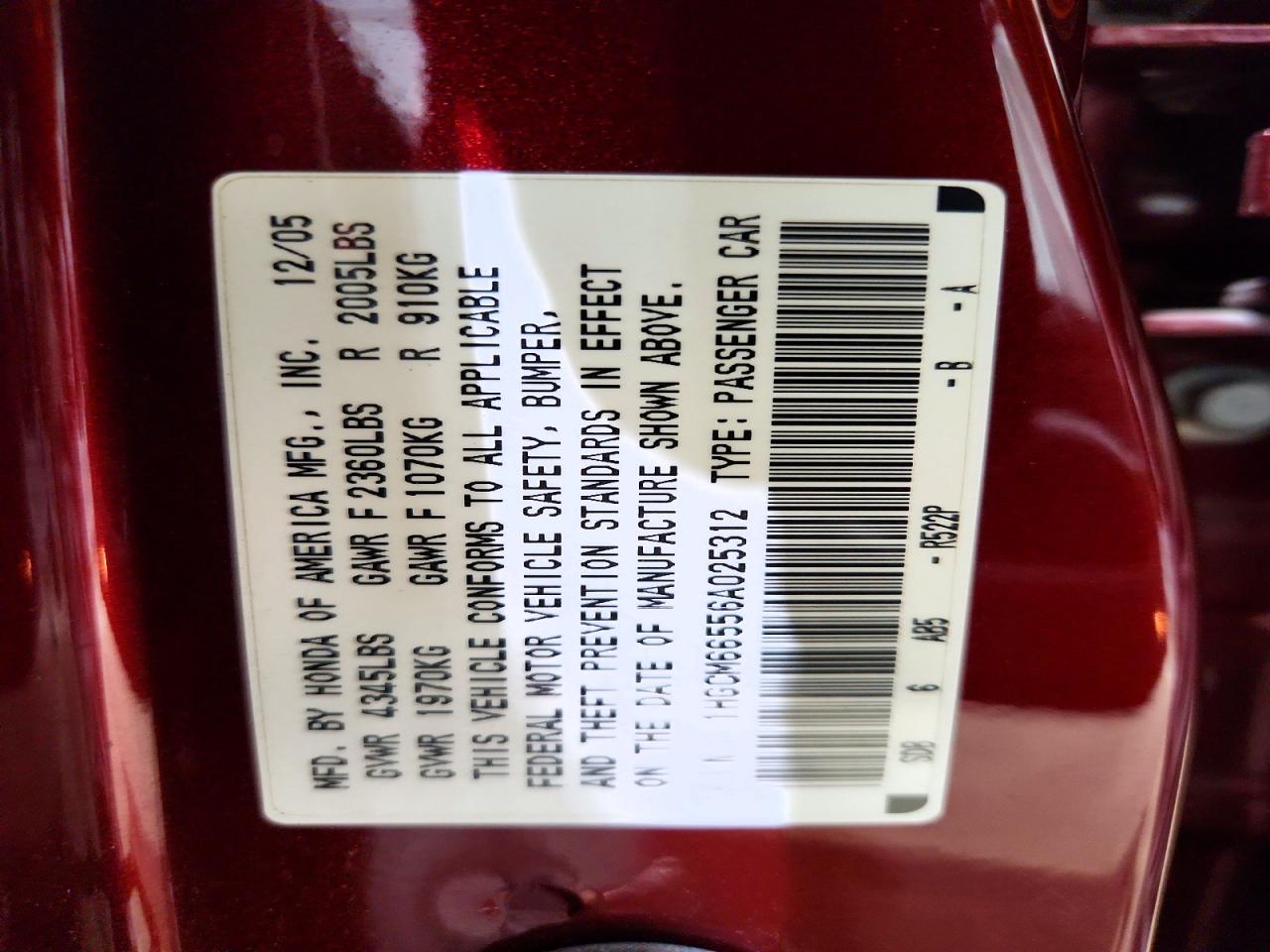 2006 HONDA ACCORD EX photo 34