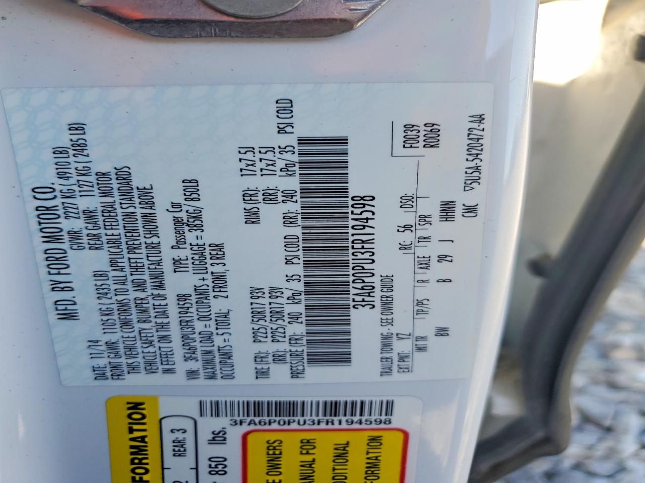 2015 FORD FUSION SE PHEV photo 23