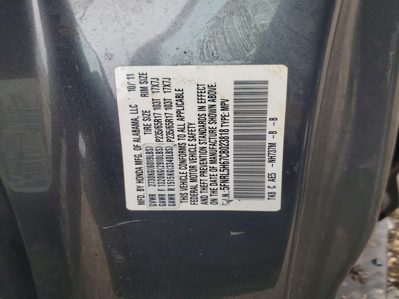 2012 HONDA ODYSSEY EXL photo 25