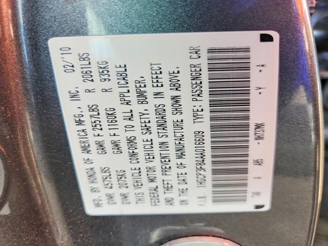 2010 HONDA ACCORD EXL photo 23