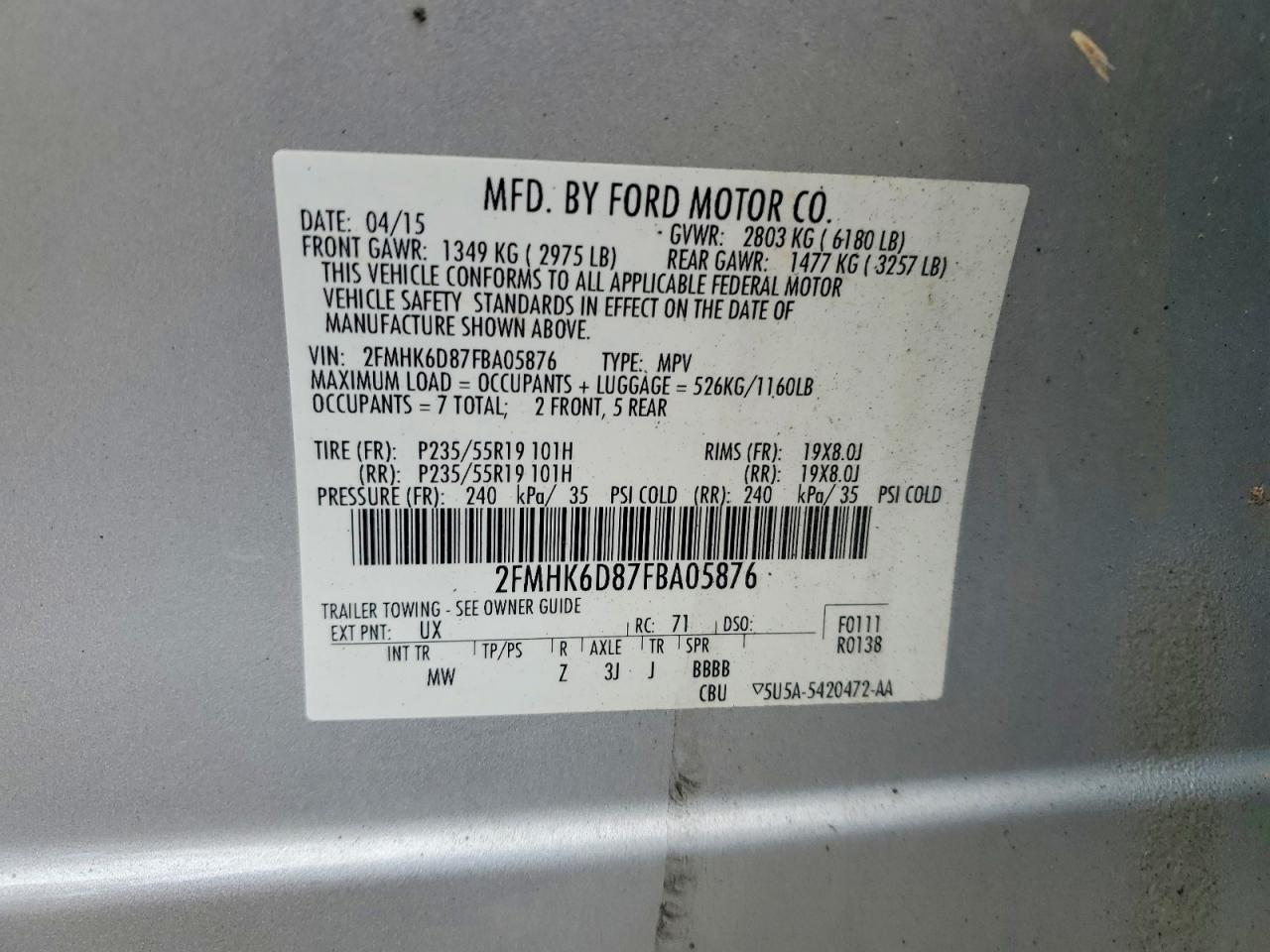 2015 FORD FLEX LIMITED photo 25