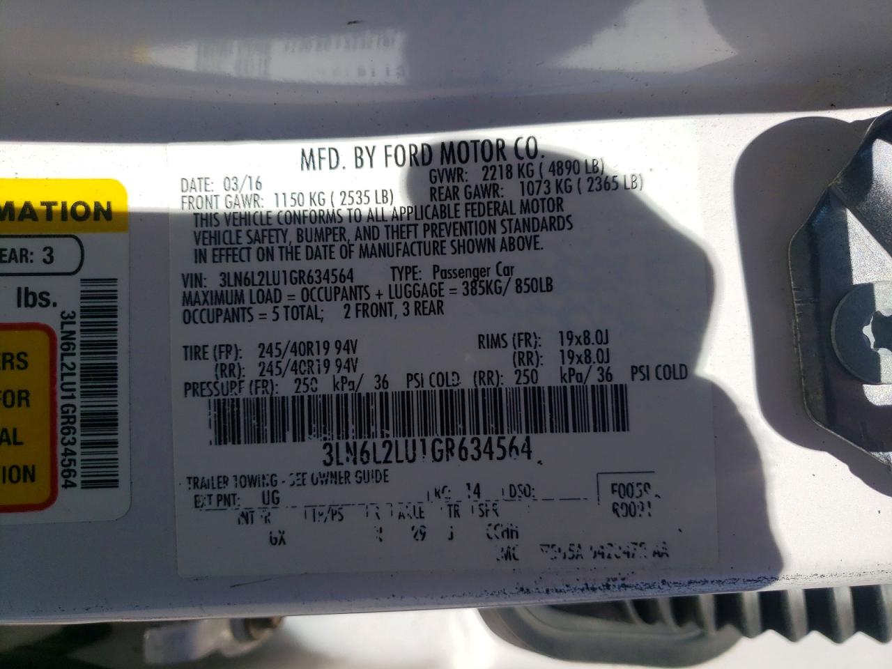 2016 LINCOLN MKZ HYBRID photo 23