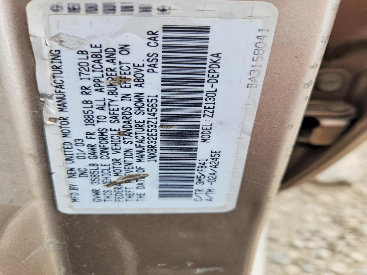 2003 TOYOTA COROLLA CE photo 34
