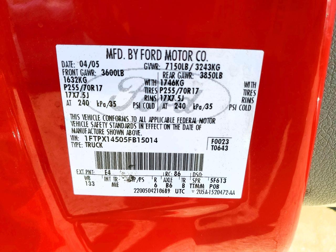 2005 FORD F150 photo 25