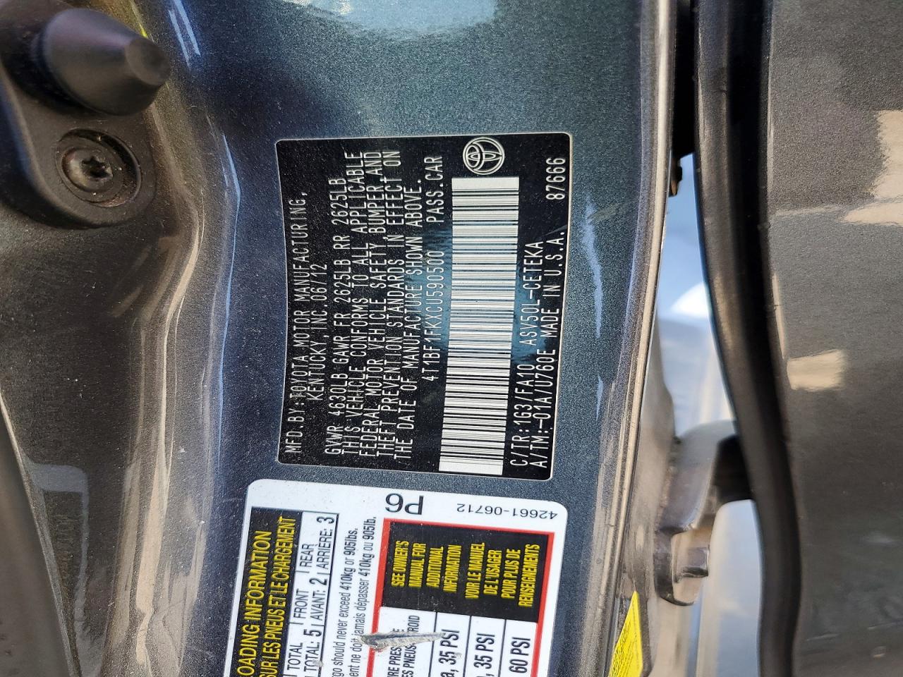2012 TOYOTA CAMRY L photo 23