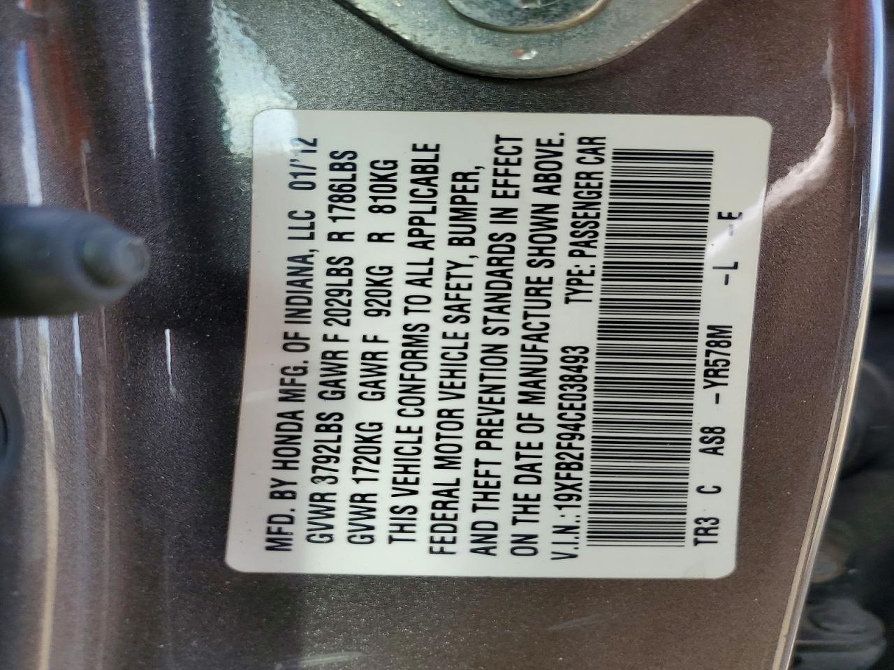 2012 HONDA CIVIC EXL photo 23