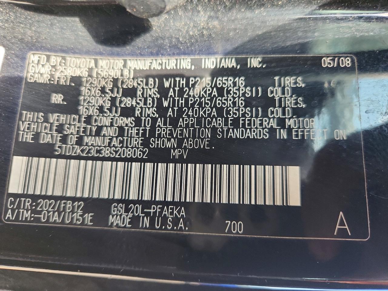 2008 TOYOTA SIENNA CE 7-PASSENGER photo 27