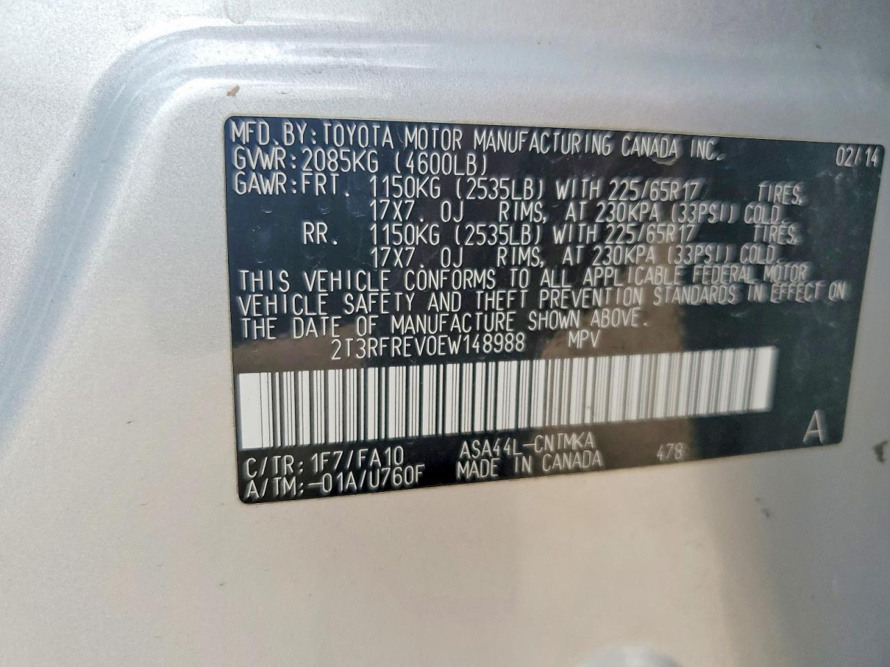 2014 TOYOTA RAV4 XLE photo 34