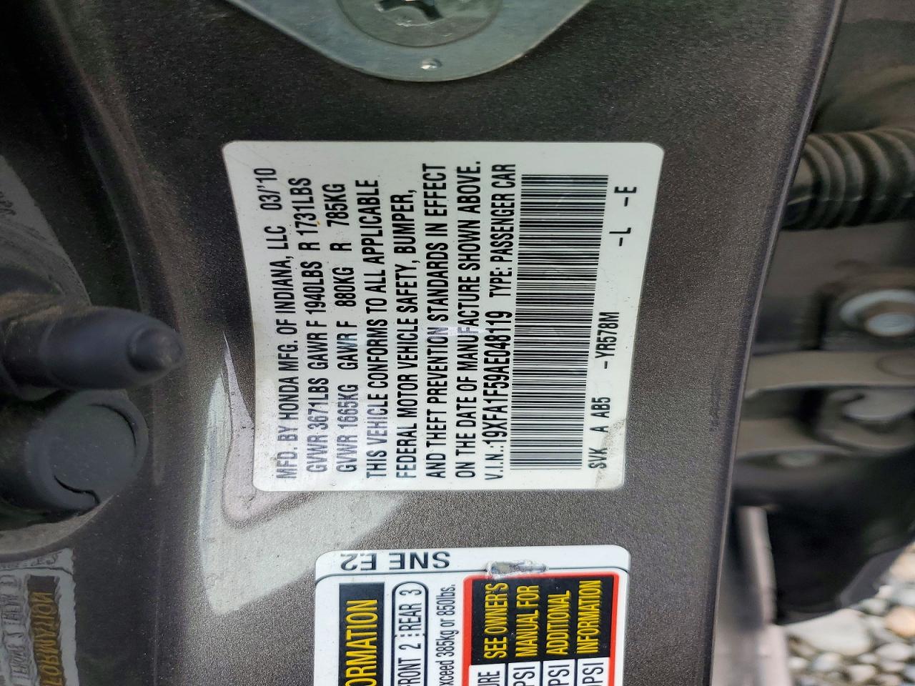 2010 HONDA CIVIC LX photo 37