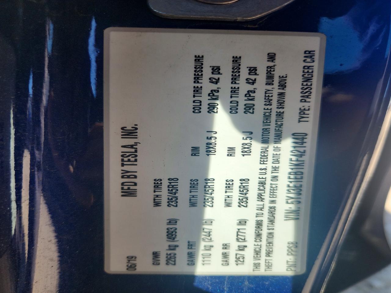 2019 TESLA MODEL 3 photo 23