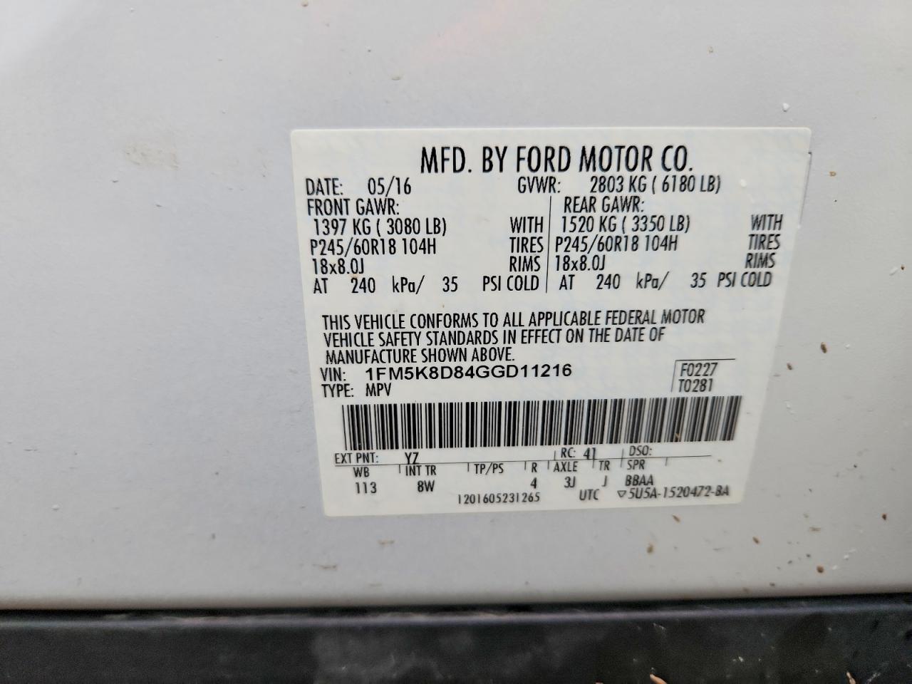 2016 FORD EXPLORER XLT photo 23