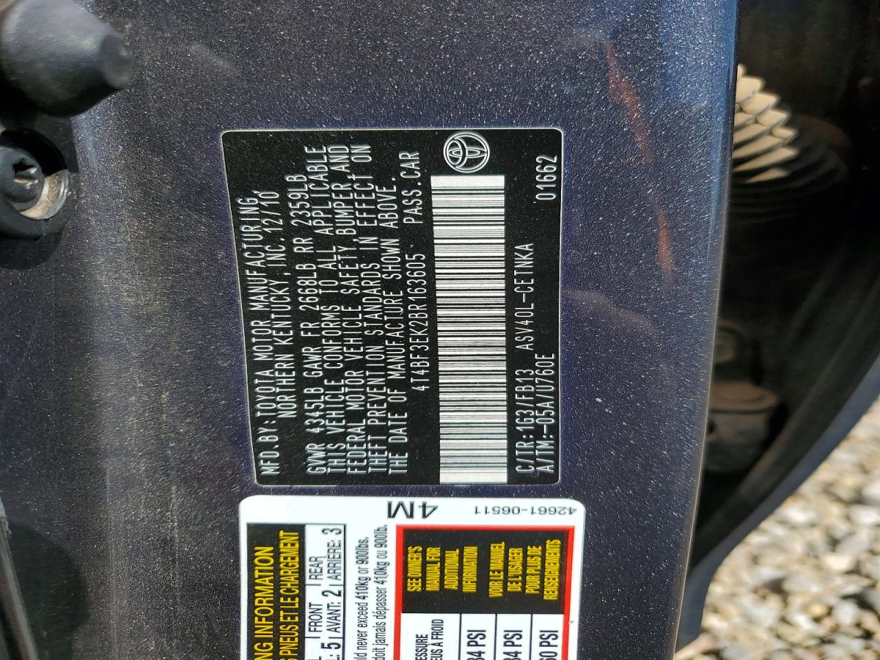 2011 TOYOTA CAMRY LE photo 23