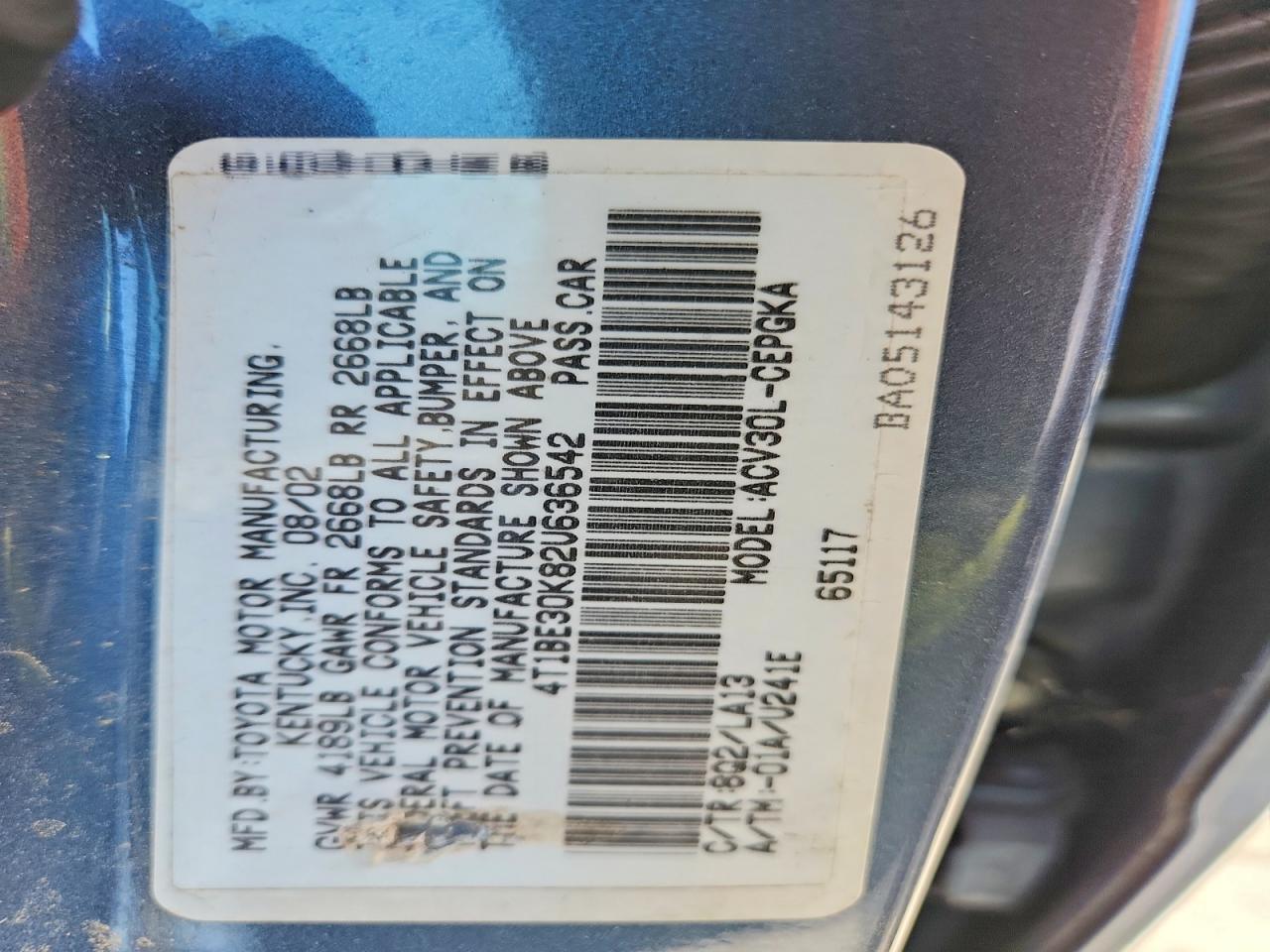 2002 TOYOTA CAMRY LE photo 34