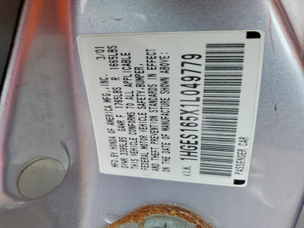 2001 HONDA CIVIC LX photo 23