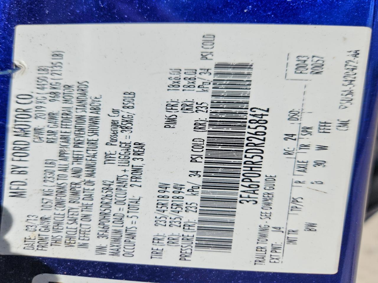 2013 FORD FUSION SE photo 37