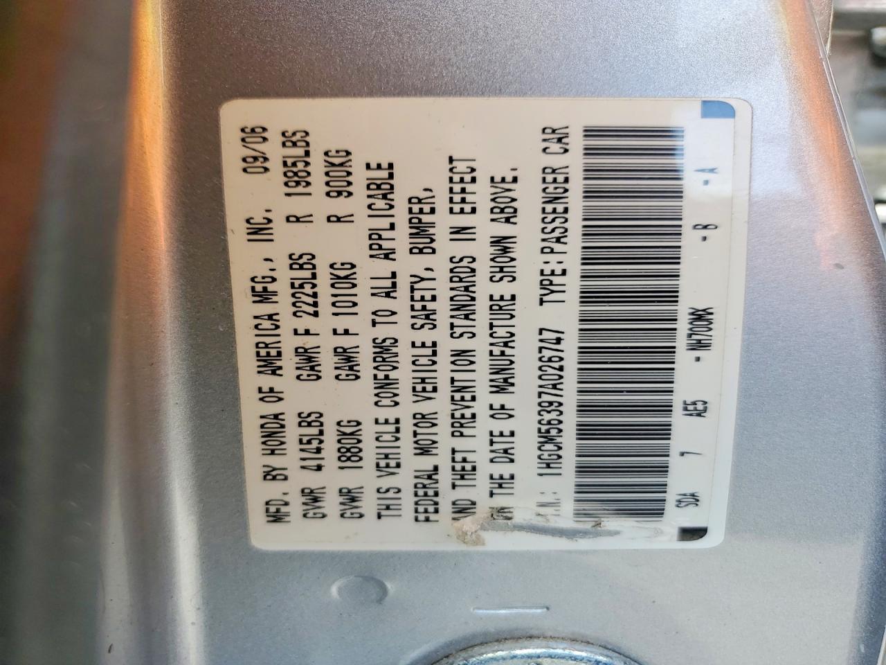2007 HONDA ACCORD SE photo 23