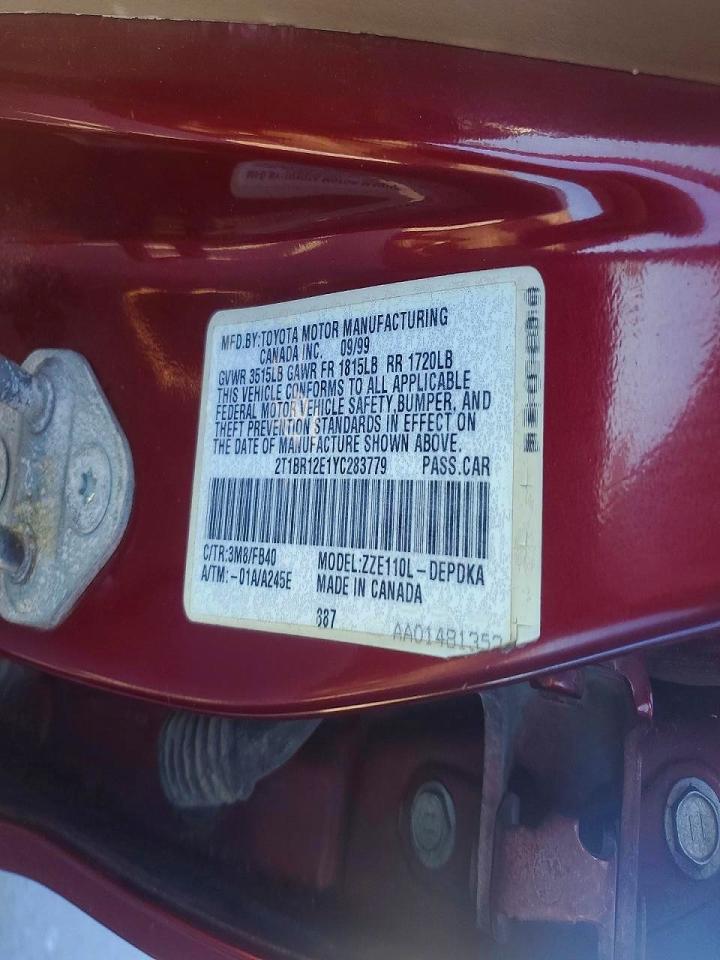 2000 TOYOTA COROLLA VE photo 23