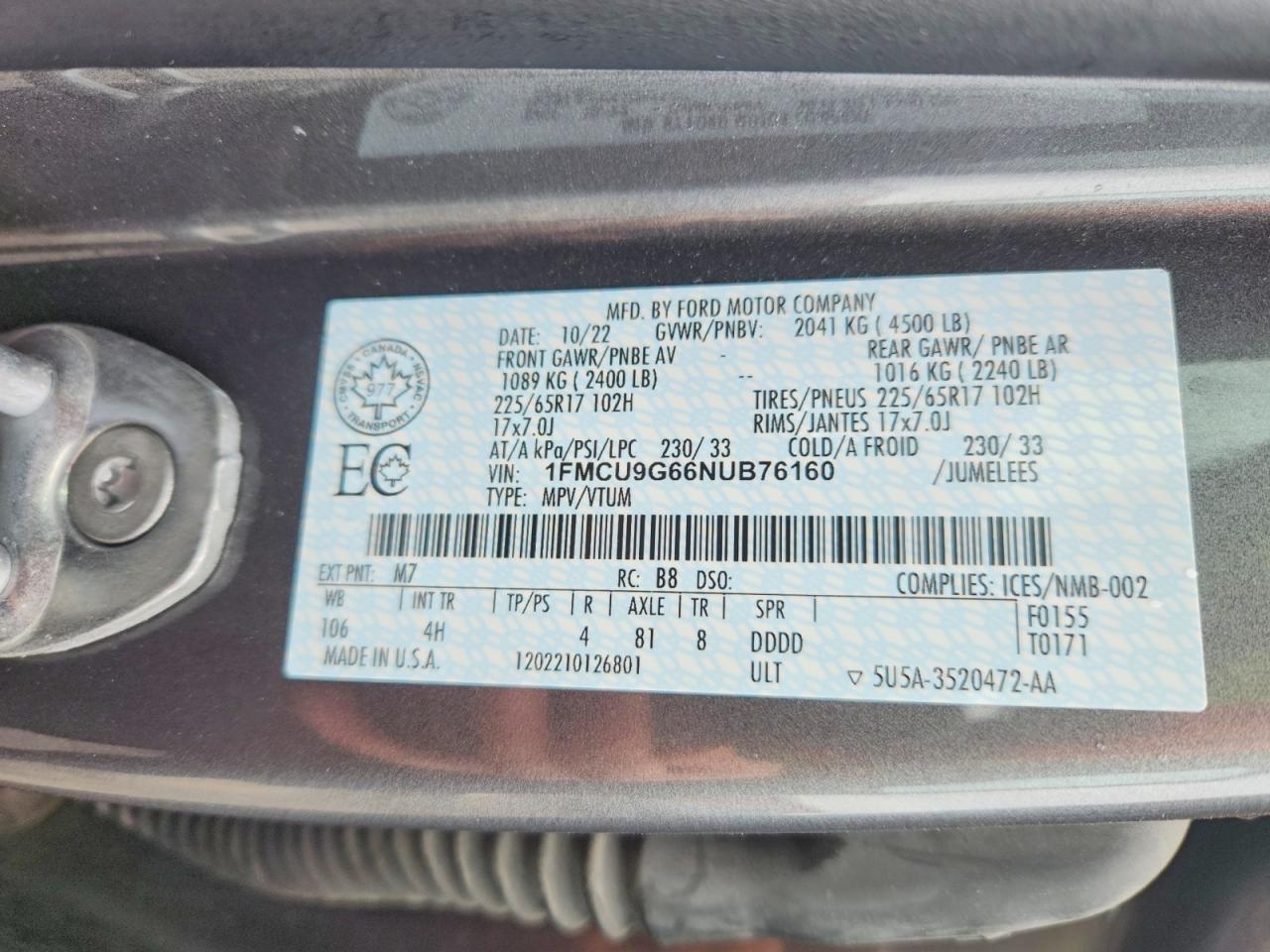 2022 FORD ESCAPE SE photo 25