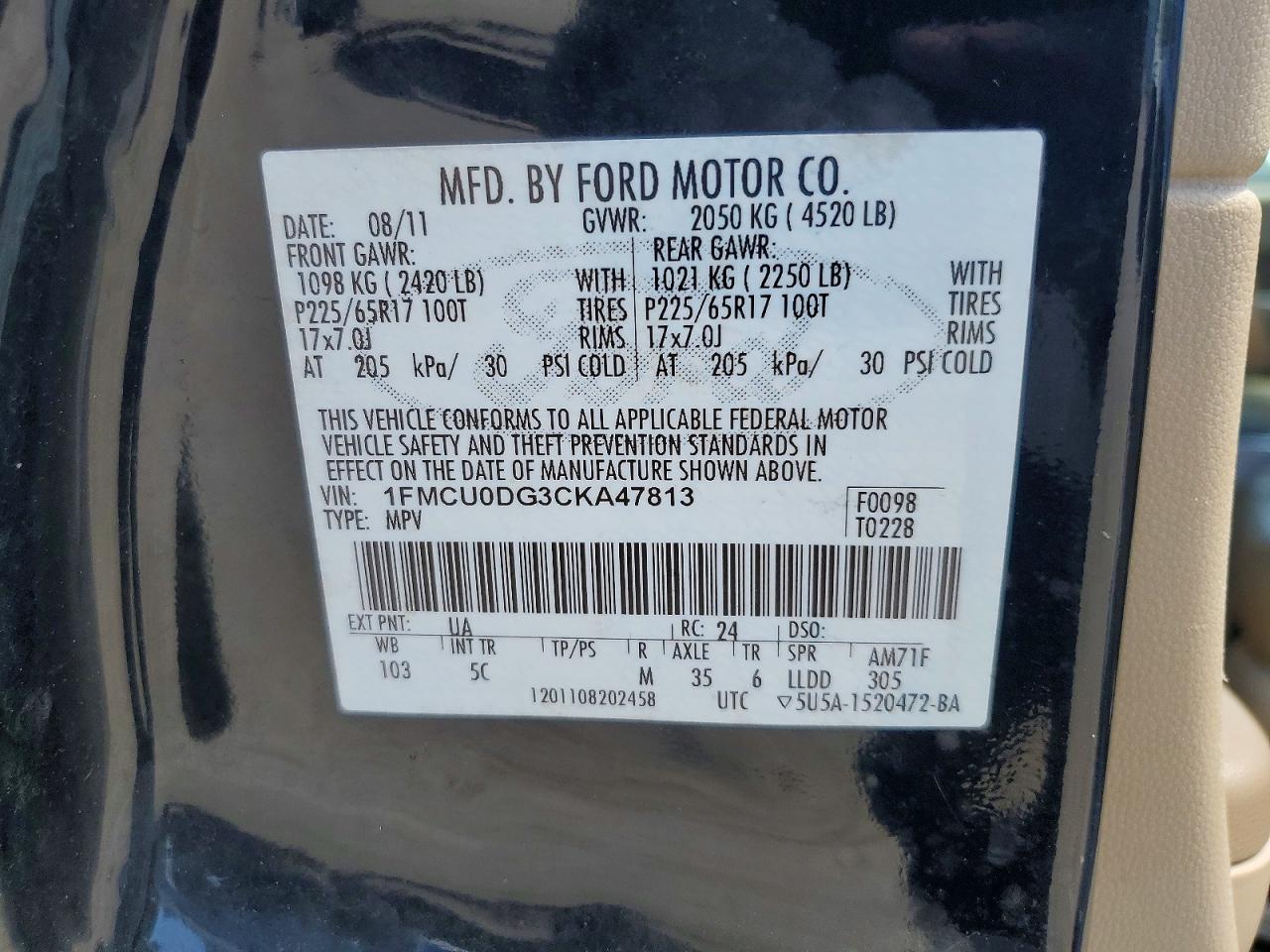2012 FORD ESCAPE XLT photo 37