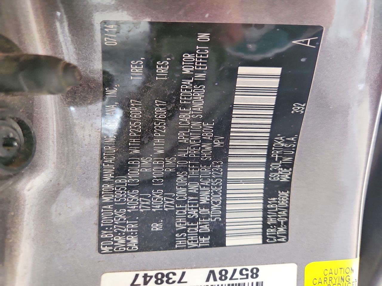 2014 TOYOTA SIENNA XLE 8-PASSENGER photo 13