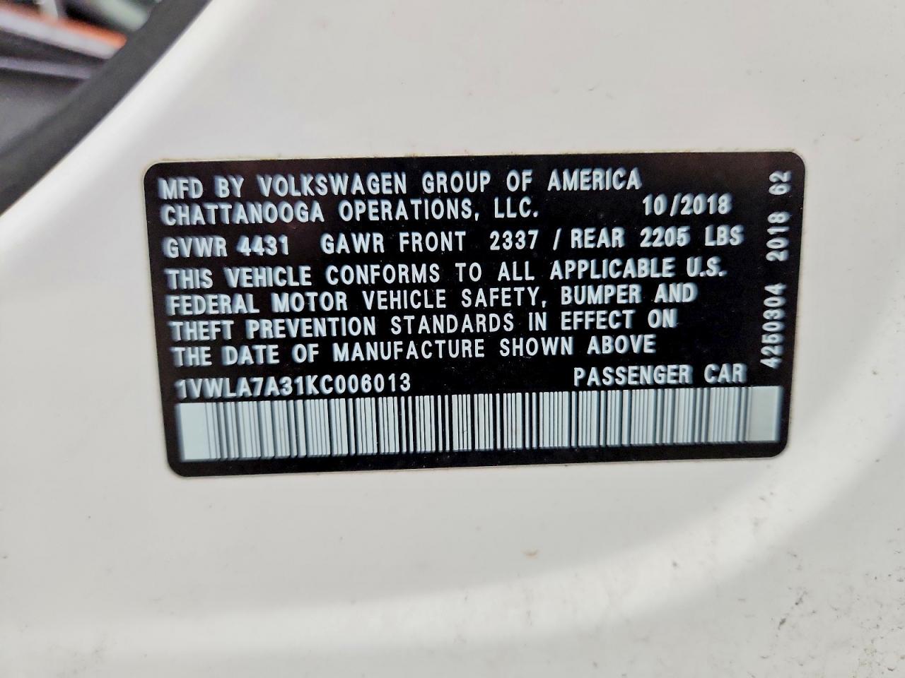 2019 VOLKSWAGEN PASSAT WOLFSBURG photo 23