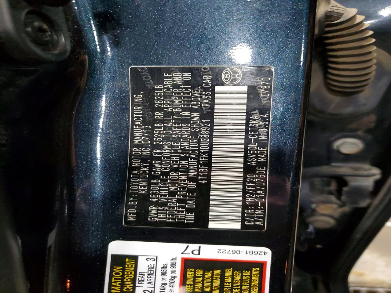 2013 TOYOTA CAMRY SE photo 37