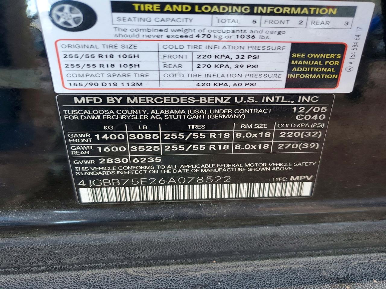 2006 MERCEDES-BENZ ML 500 photo 25