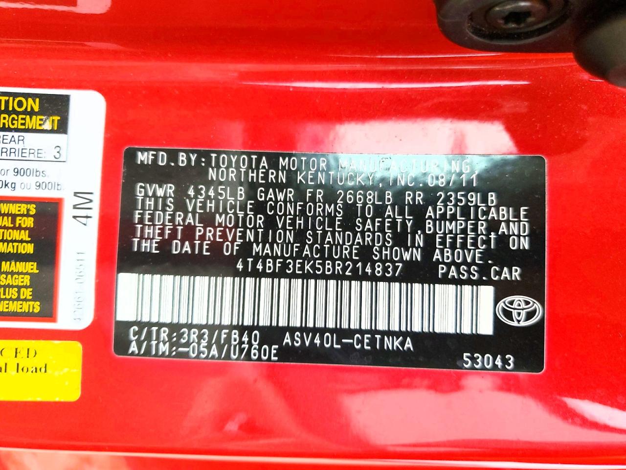 2011 TOYOTA CAMRY photo 34