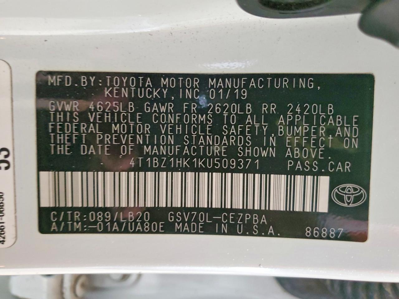 2019 TOYOTA CAMRY XSE V6 photo 23