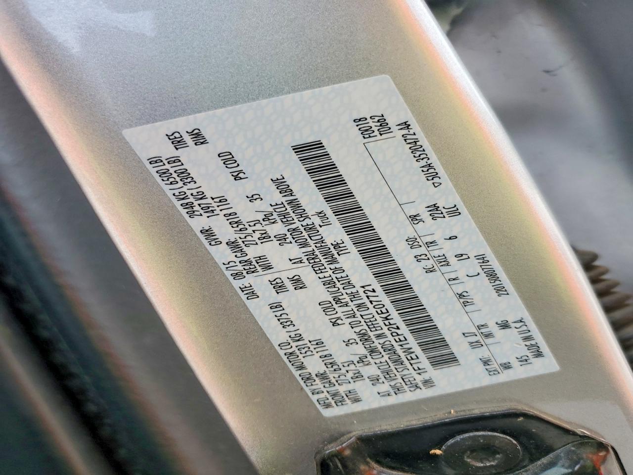 2015 FORD F150 photo 12