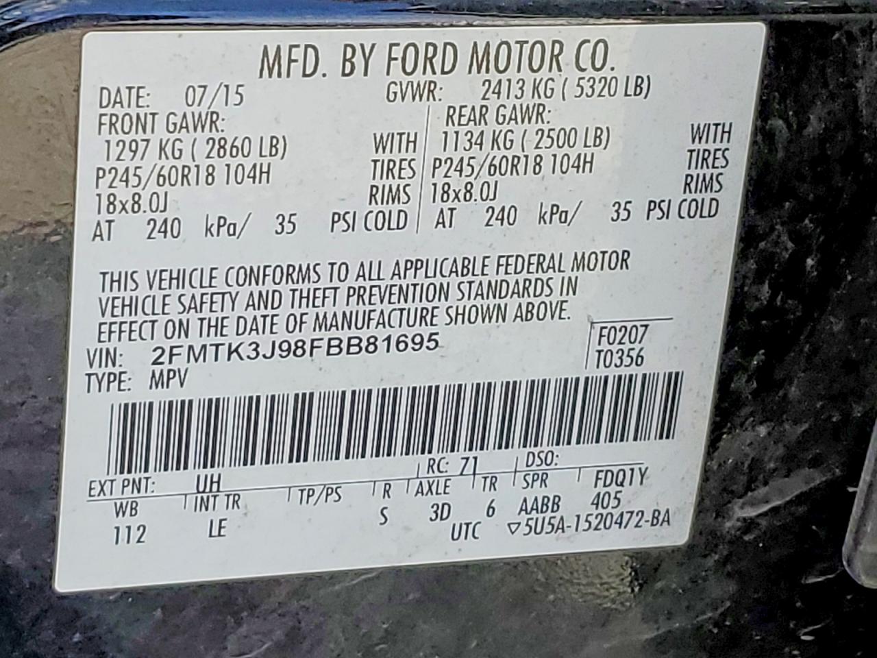 2015 FORD EDGE SEL photo 37