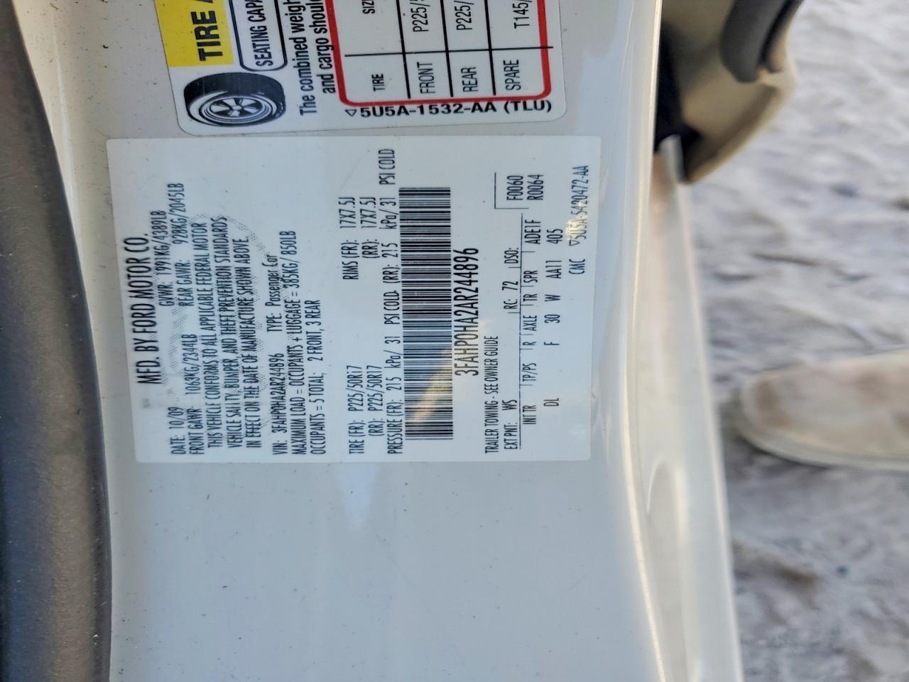 2010 FORD FUSION SE photo 23