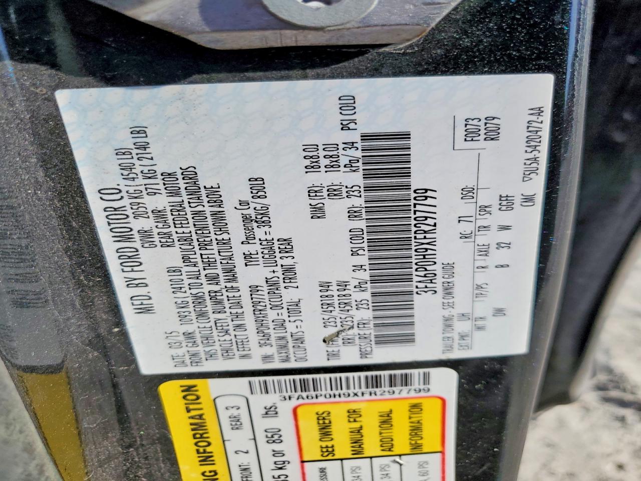 2015 FORD FUSION SE photo 23